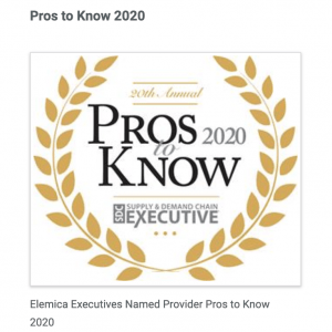Logo: Elemica Three Pros to Know 2020, Supply & Demand Chain Executive Magazine