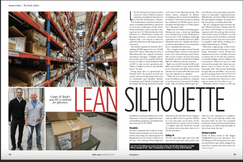 Material Handling PR Agency, Material Handling Marketing Agency, M1PR Client, Unex Manufacturing, two-page spread in Inside Logistics