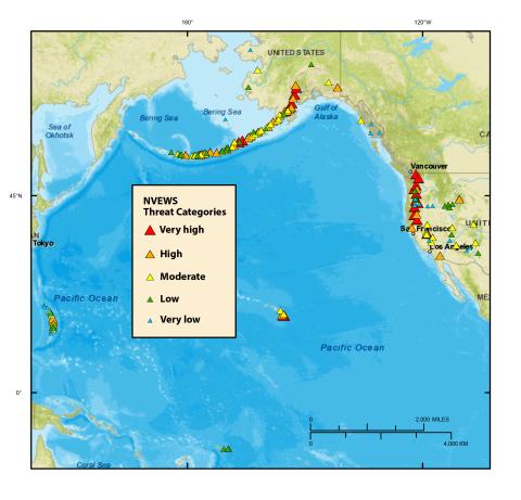 USGS Volcano Threat Map