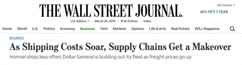 Paul Thompson, founder and chairman of logistics services firm Transportation Insight in the WSJ on cost