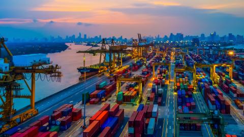 Docks, Loading, ships, cranes, equipment, vehicles, trucks, lorries, Stock