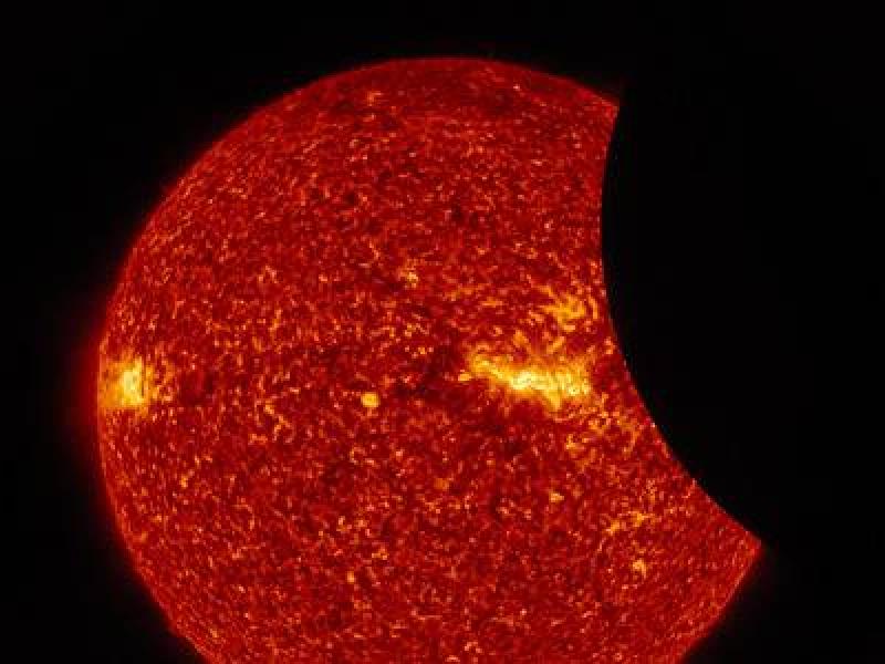 NASA Sun beginning to be eclipsed