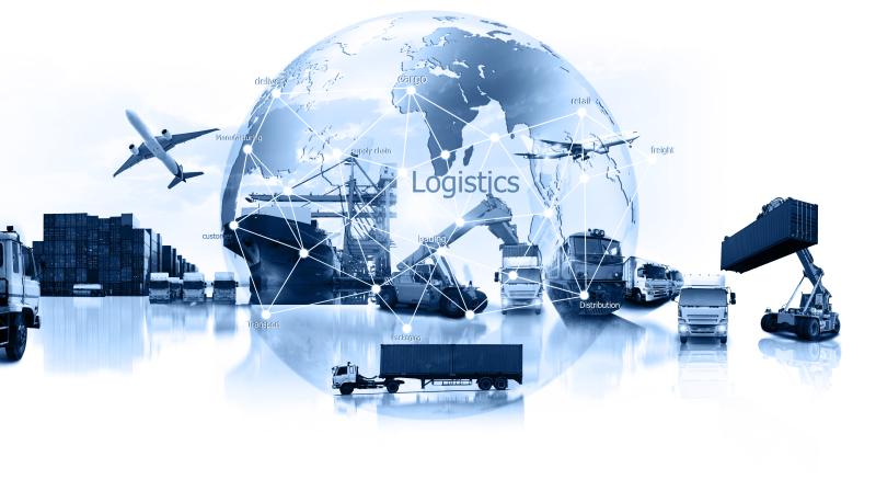 Logistics in two color blue and white, stock